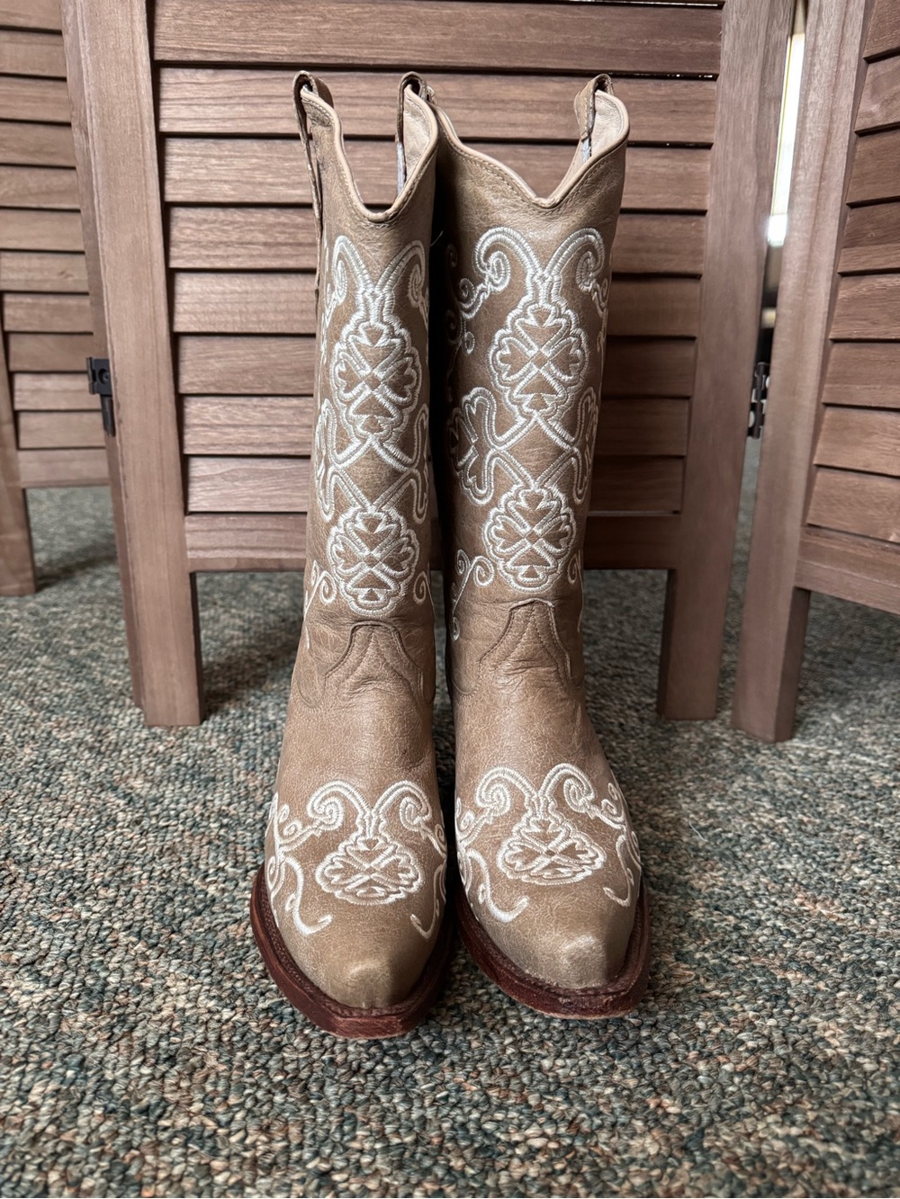Circle G Tan Embroidered Western Heeled Boots